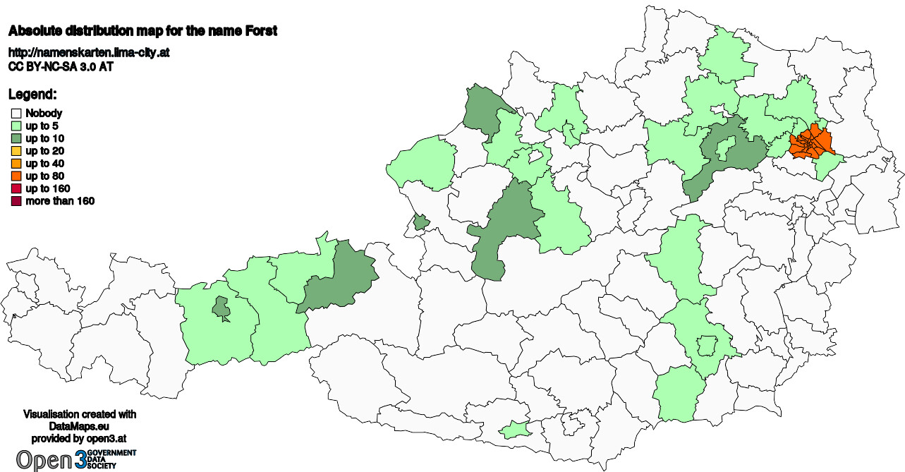 Absolute Distribution maps for surname Forst