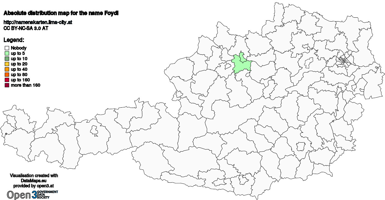 Absolute Distribution maps for surname Foydl