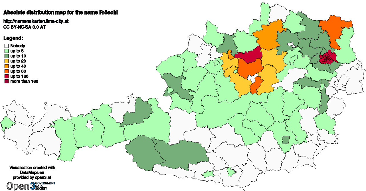 Absolute Distribution maps for surname Fröschl