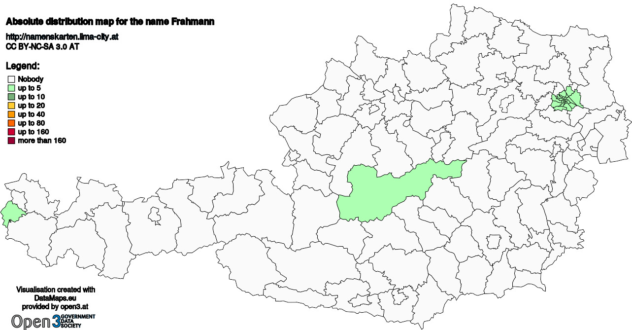 Absolute Distribution maps for surname Frahmann