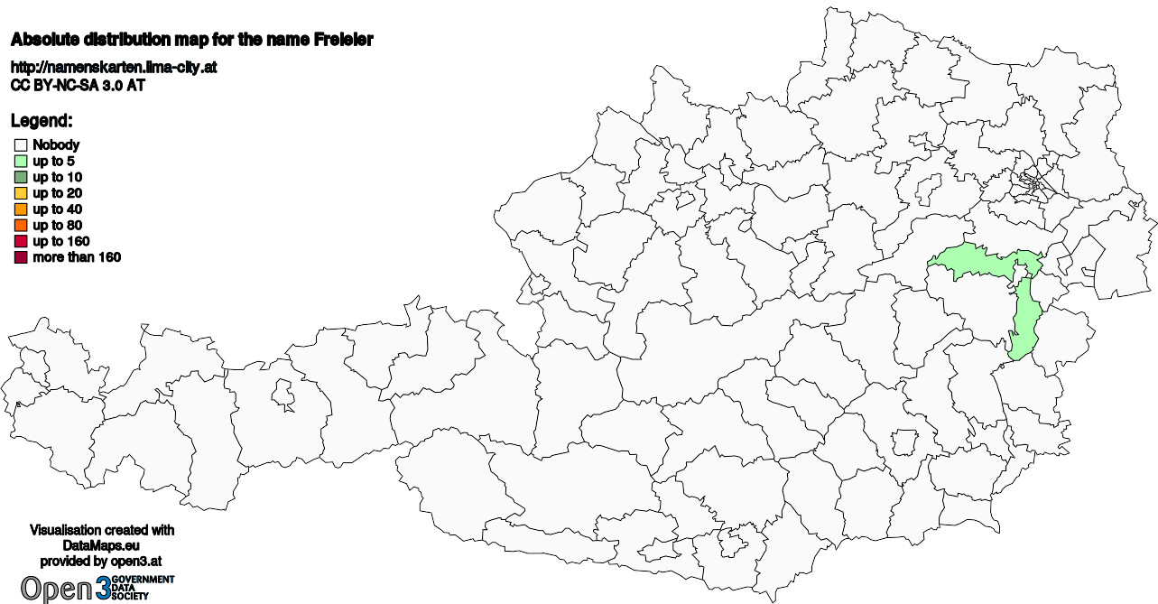 Absolute Distribution maps for surname Freieler