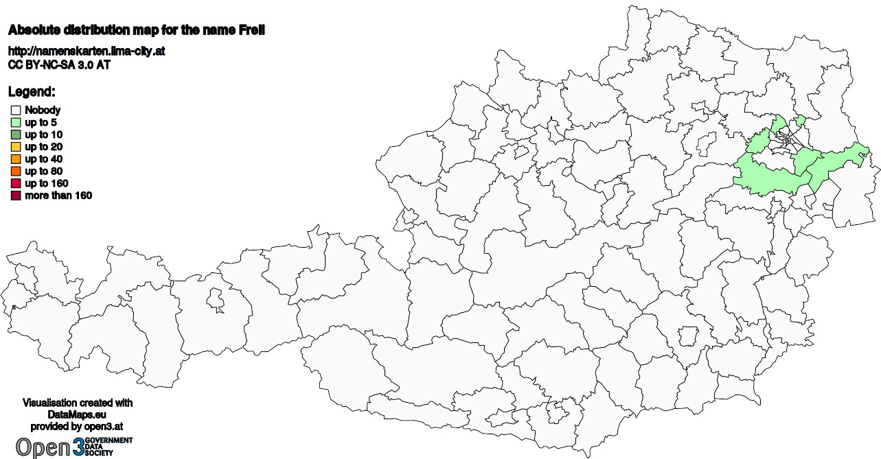 Absolute Distribution maps for surname Freil