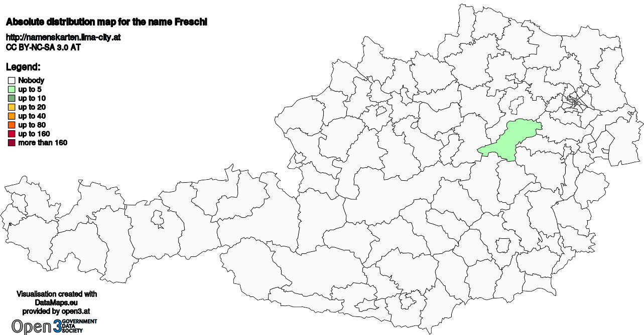 Absolute Distribution maps for surname Freschl