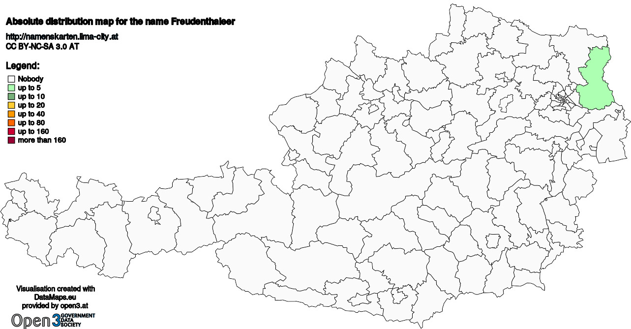 Absolute Distribution maps for surname Freudenthaleer