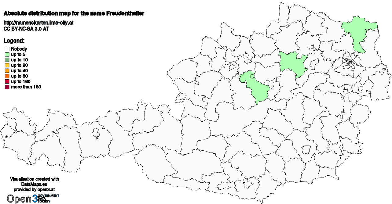 Absolute Distribution maps for surname Freudenthaller