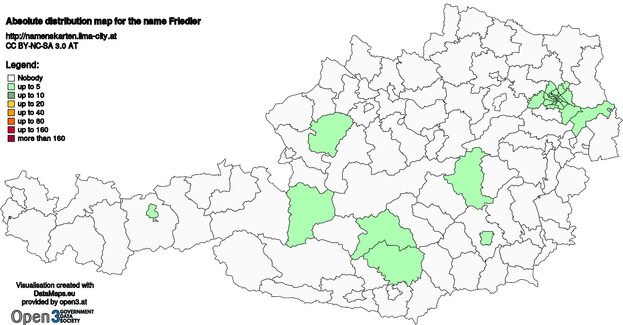 Absolute Distribution maps for surname Friedler