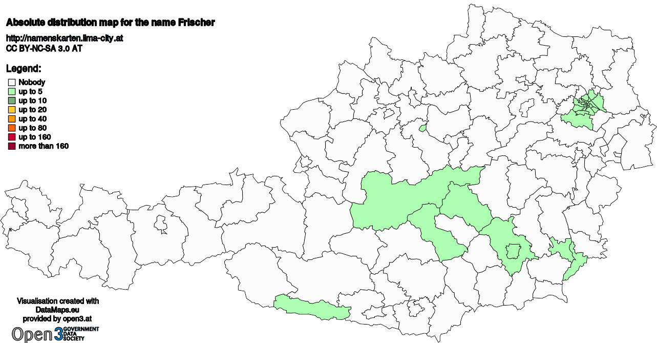 Absolute Distribution maps for surname Frischer