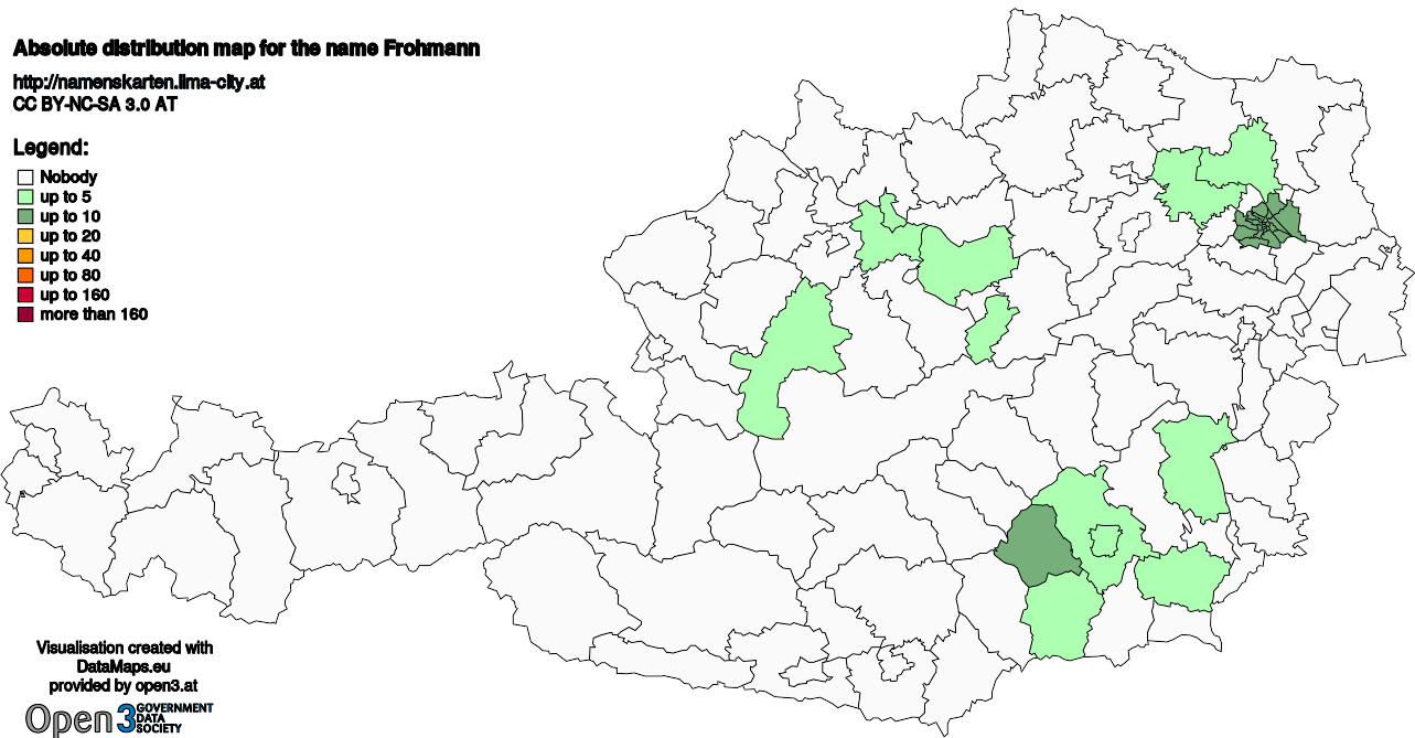 Absolute Distribution maps for surname Frohmann