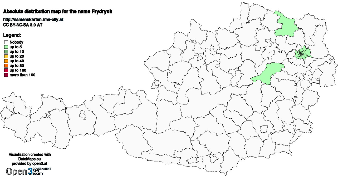 Absolute Distribution maps for surname Frydrych