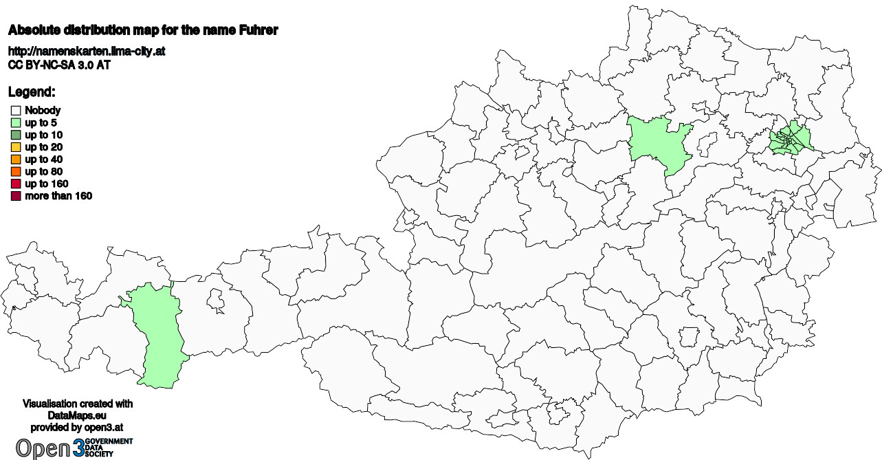 Absolute Distribution maps for surname Fuhrer