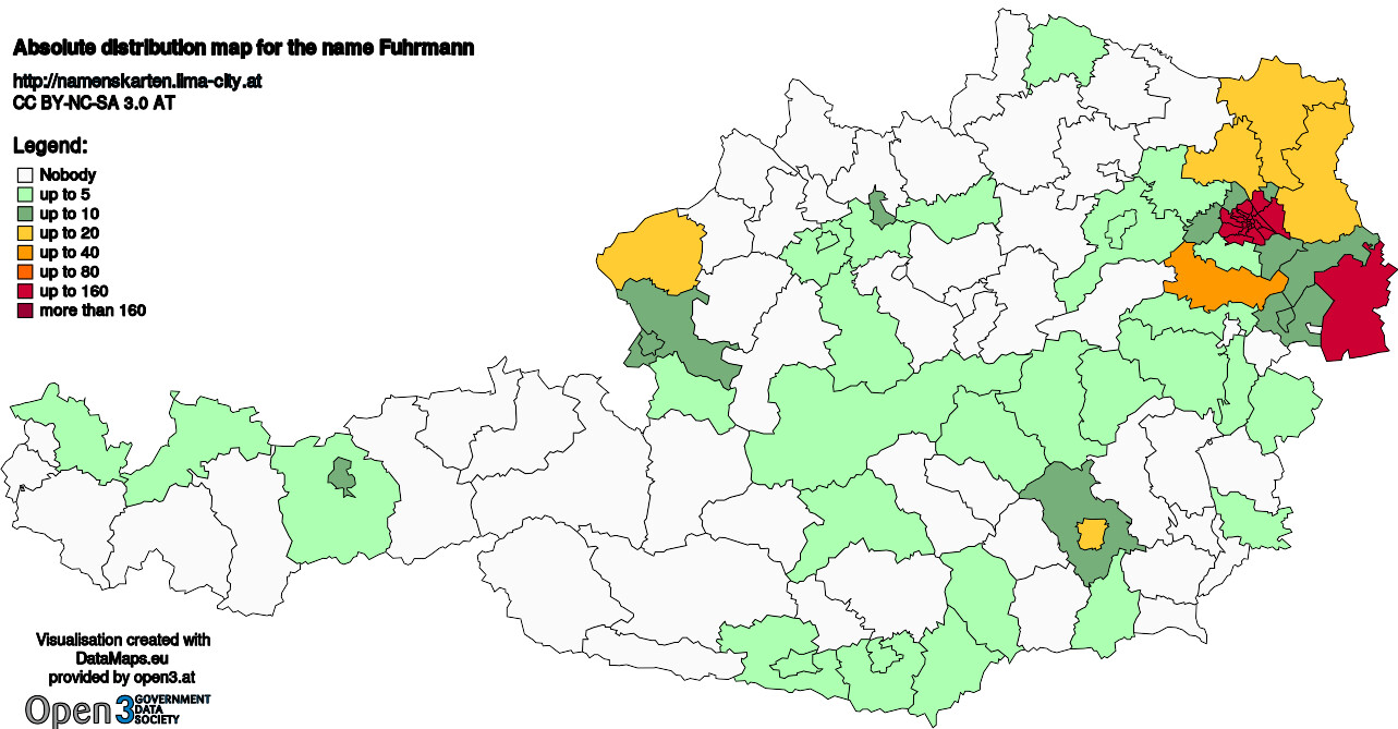 Absolute Distribution maps for surname Fuhrmann