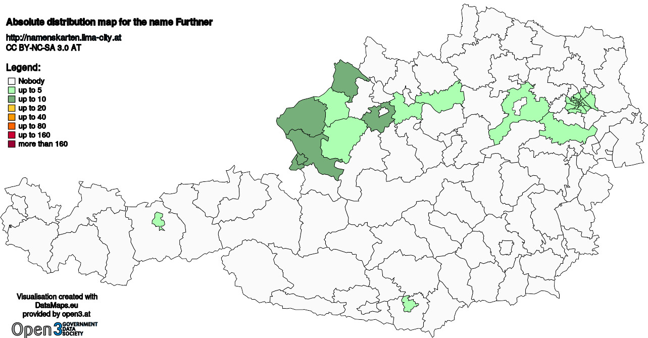 Absolute Distribution maps for surname Furthner