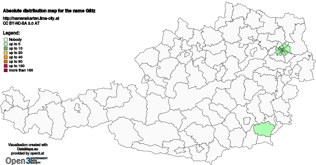 Absolute Distribution maps for surname Gätz