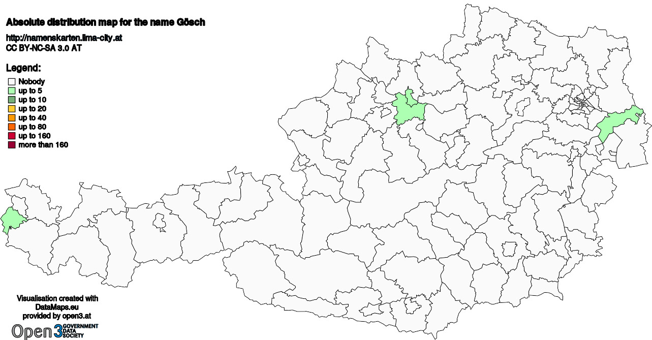 Absolute Distribution maps for surname Gösch