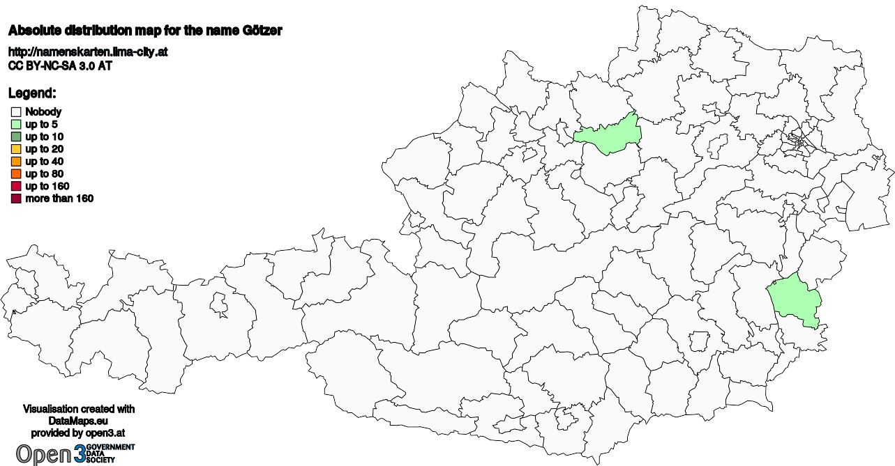 Absolute Distribution maps for surname Götzer