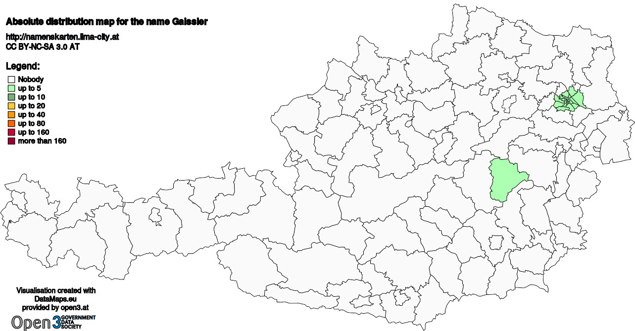 Absolute Distribution maps for surname Gaissler