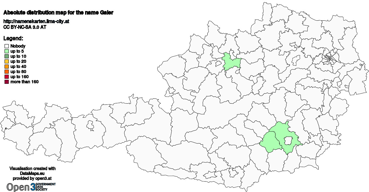 Absolute Distribution maps for surname Galer