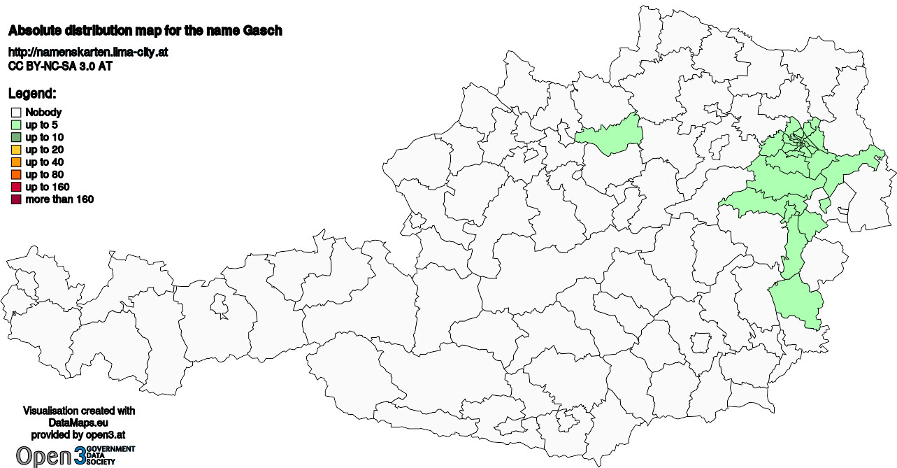 Absolute Distribution maps for surname Gasch