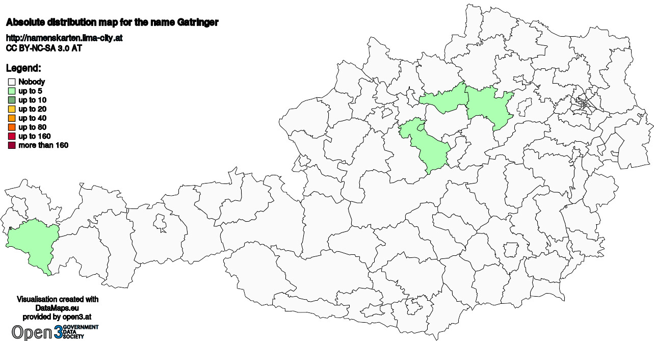 Absolute Distribution maps for surname Gatringer