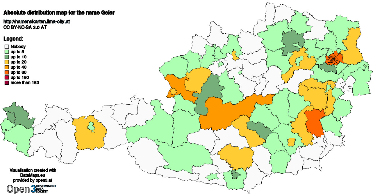 Absolute Distribution maps for surname Geier