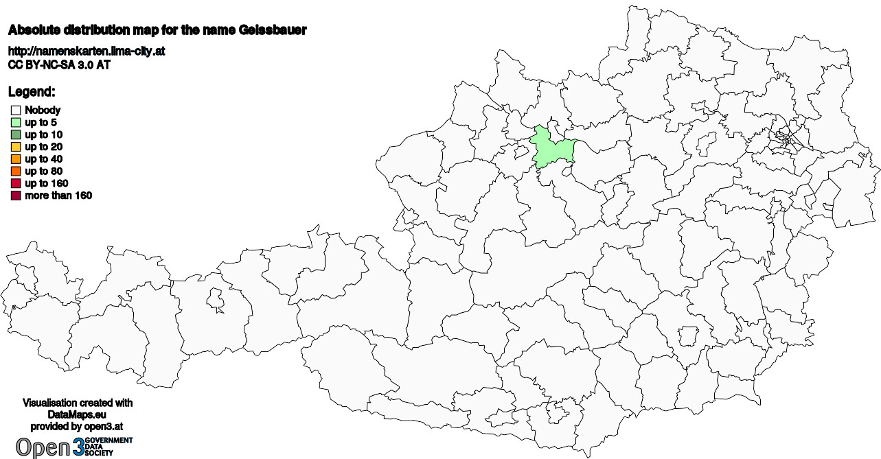 Absolute Distribution maps for surname Geissbauer