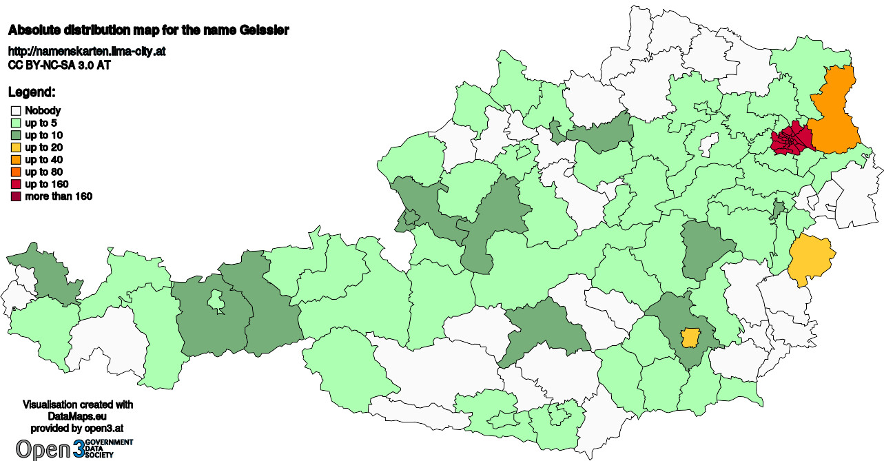 Absolute Distribution maps for surname Geissler