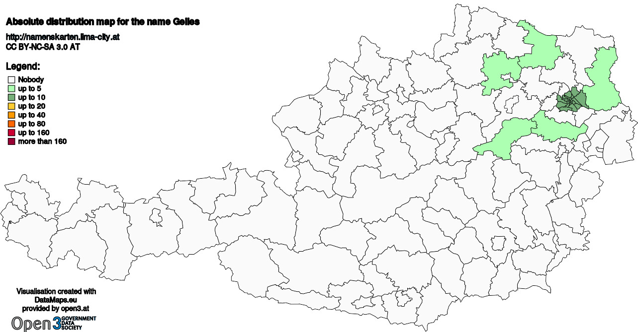 Absolute Distribution maps for surname Gelles