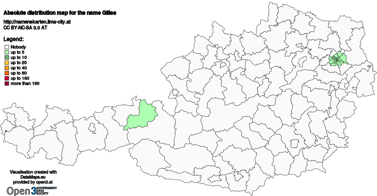 Absolute Distribution maps for surname Gilles