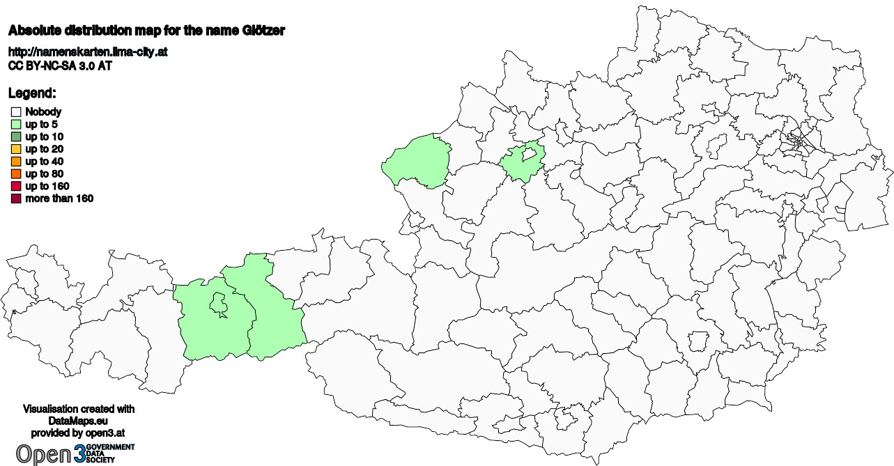 Absolute Distribution maps for surname Glötzer