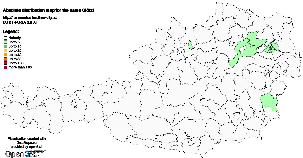 Absolute Distribution maps for surname Glötzl