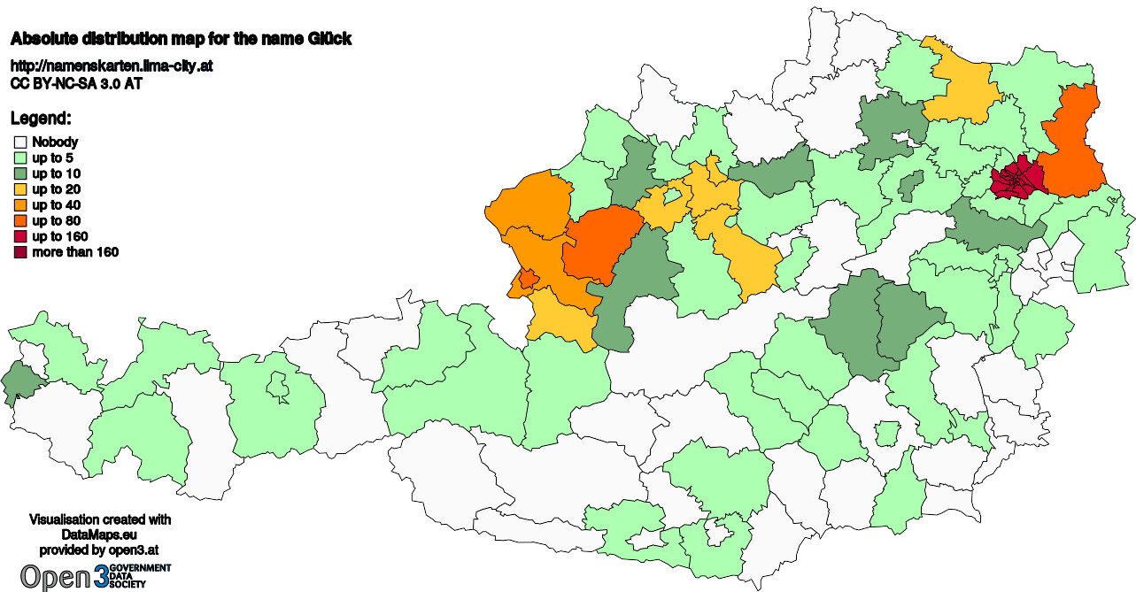 Absolute Distribution maps for surname Glück