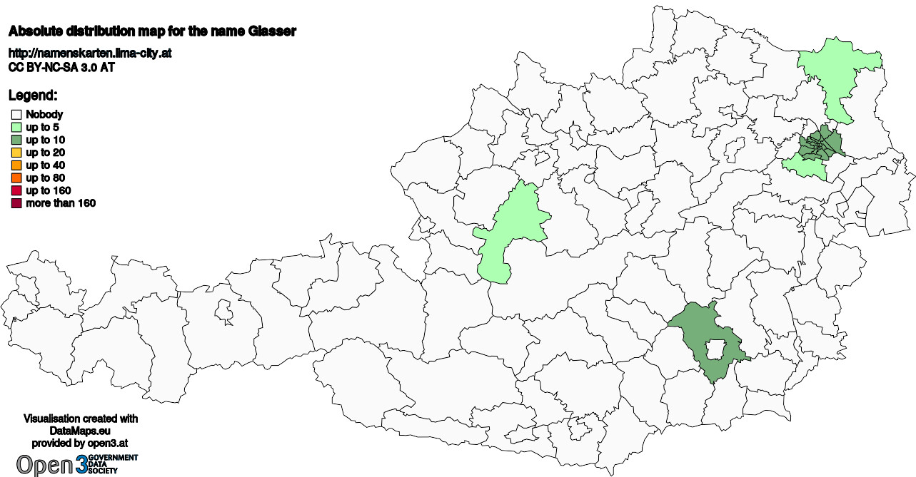 Absolute Distribution maps for surname Glasser