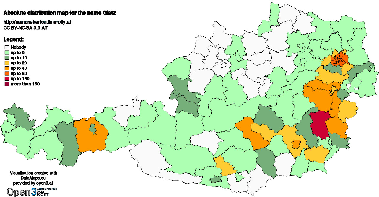 Absolute Distribution maps for surname Glatz