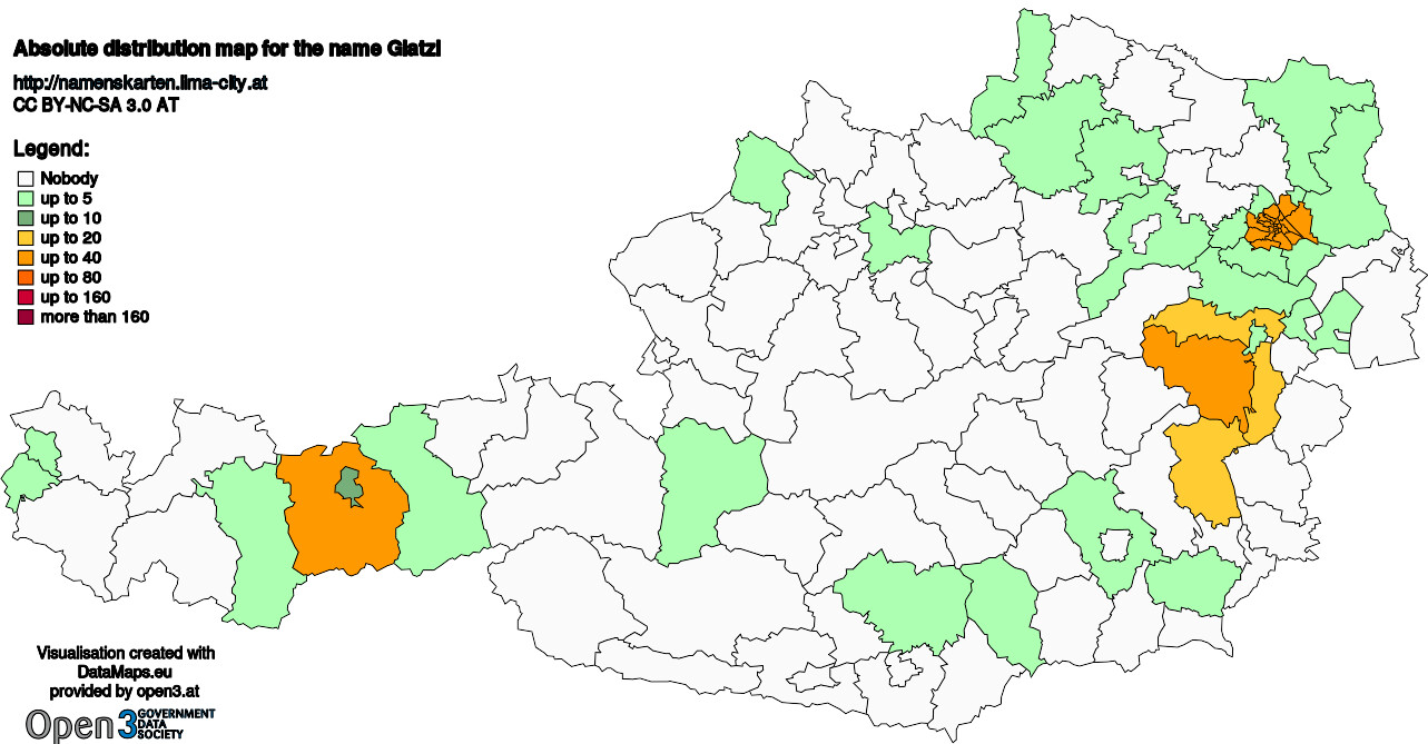 Absolute Distribution maps for surname Glatzl