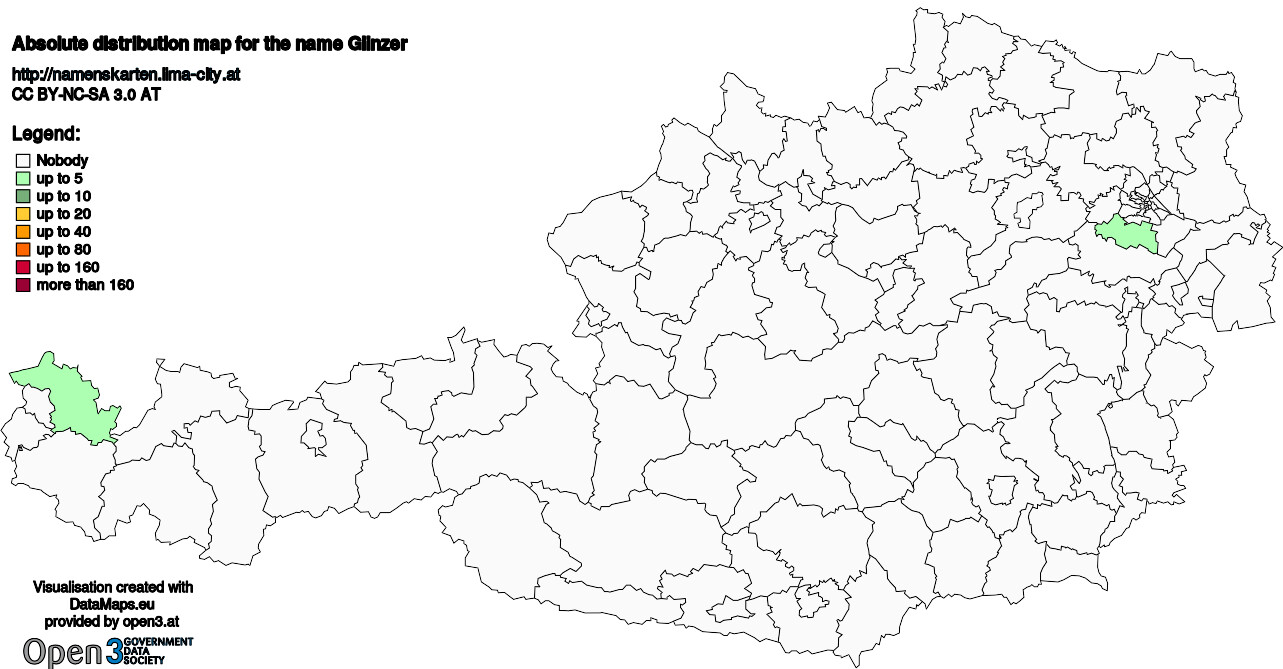 Absolute Distribution maps for surname Glinzer