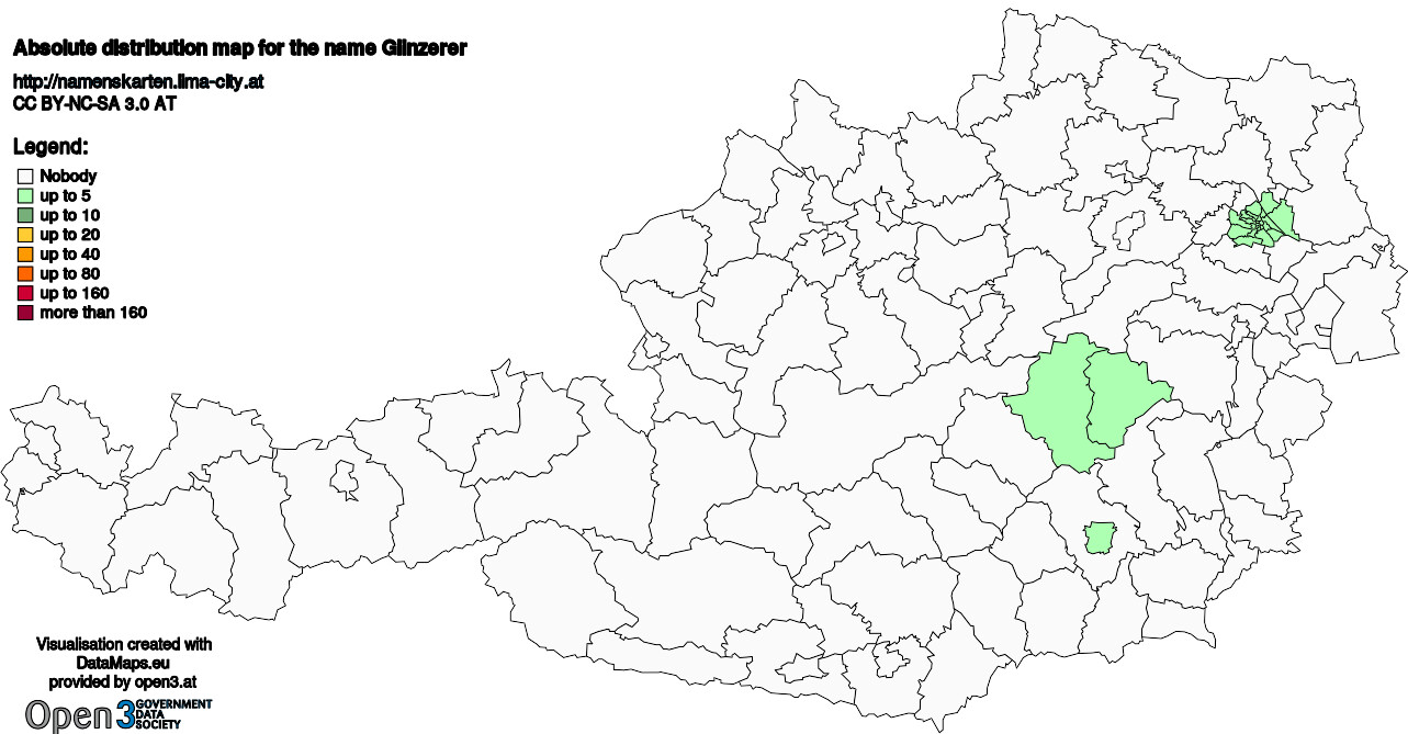 Absolute Distribution maps for surname Glinzerer