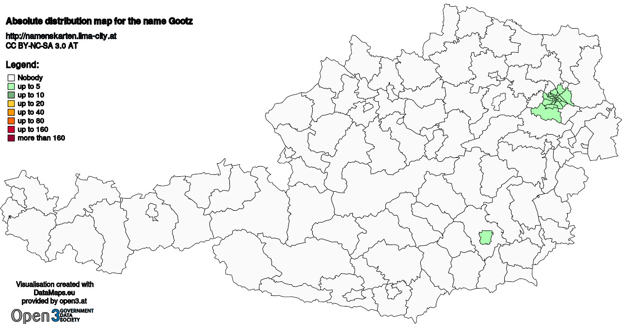 Absolute Distribution maps for surname Gootz