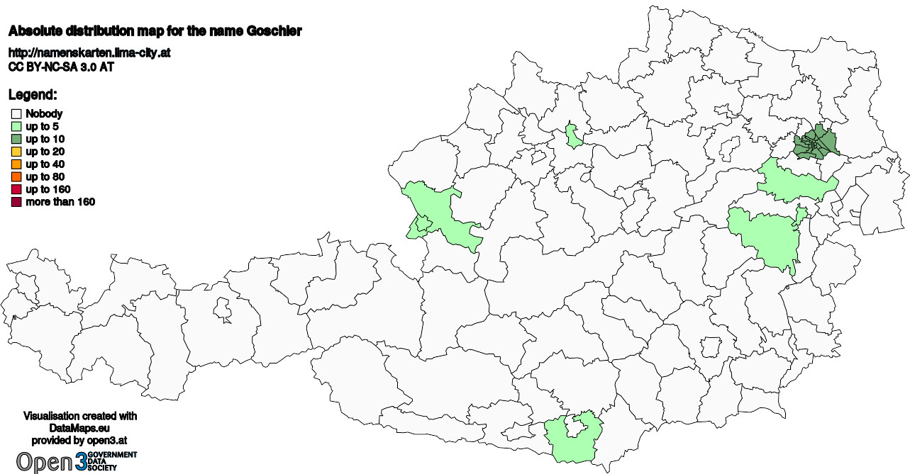 Absolute Distribution maps for surname Goschler