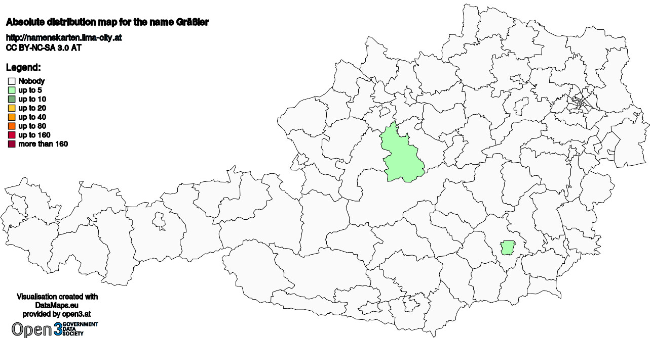 Absolute Distribution maps for surname Gräßler