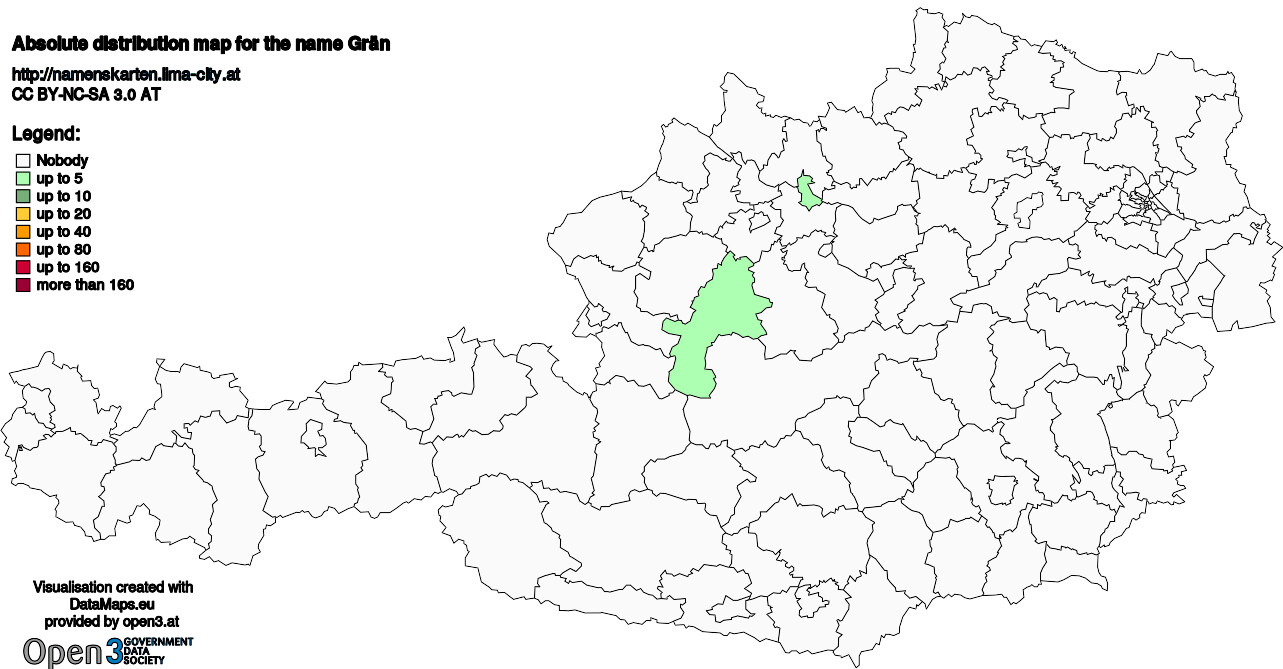 Absolute Distribution maps for surname Grän