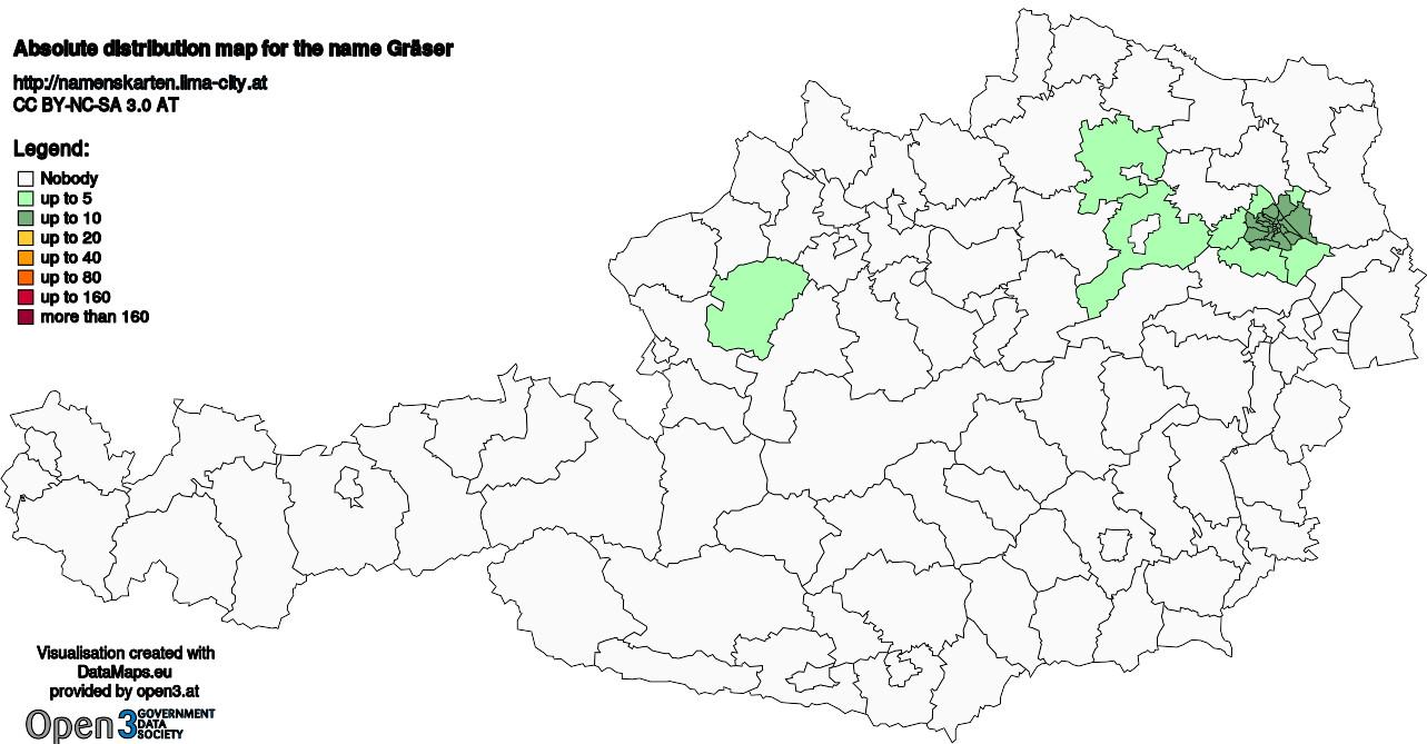 Absolute Distribution maps for surname Gräser