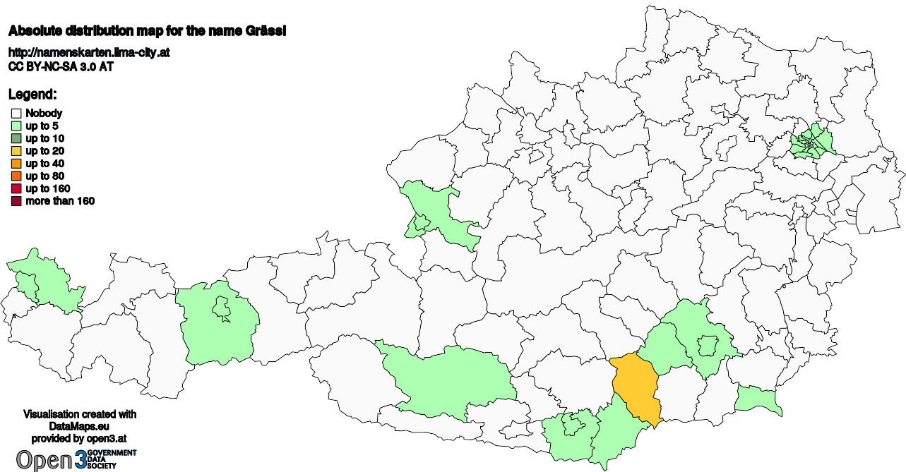 Absolute Distribution maps for surname Grässl