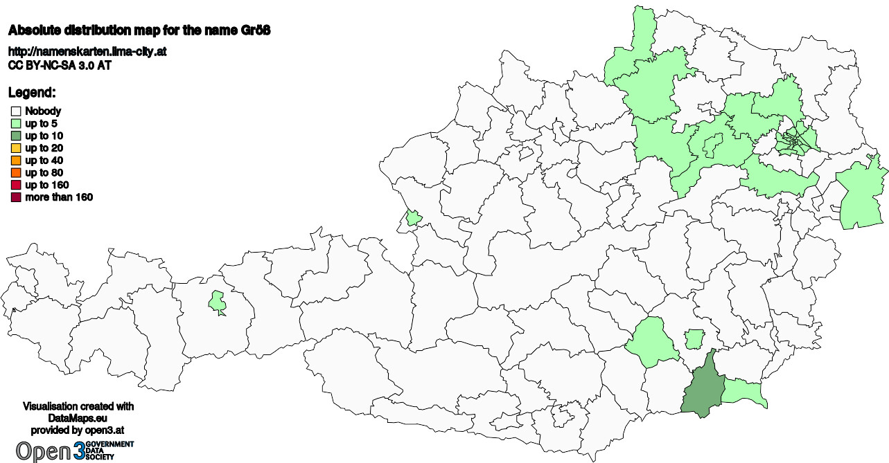 Absolute Distribution maps for surname Größ