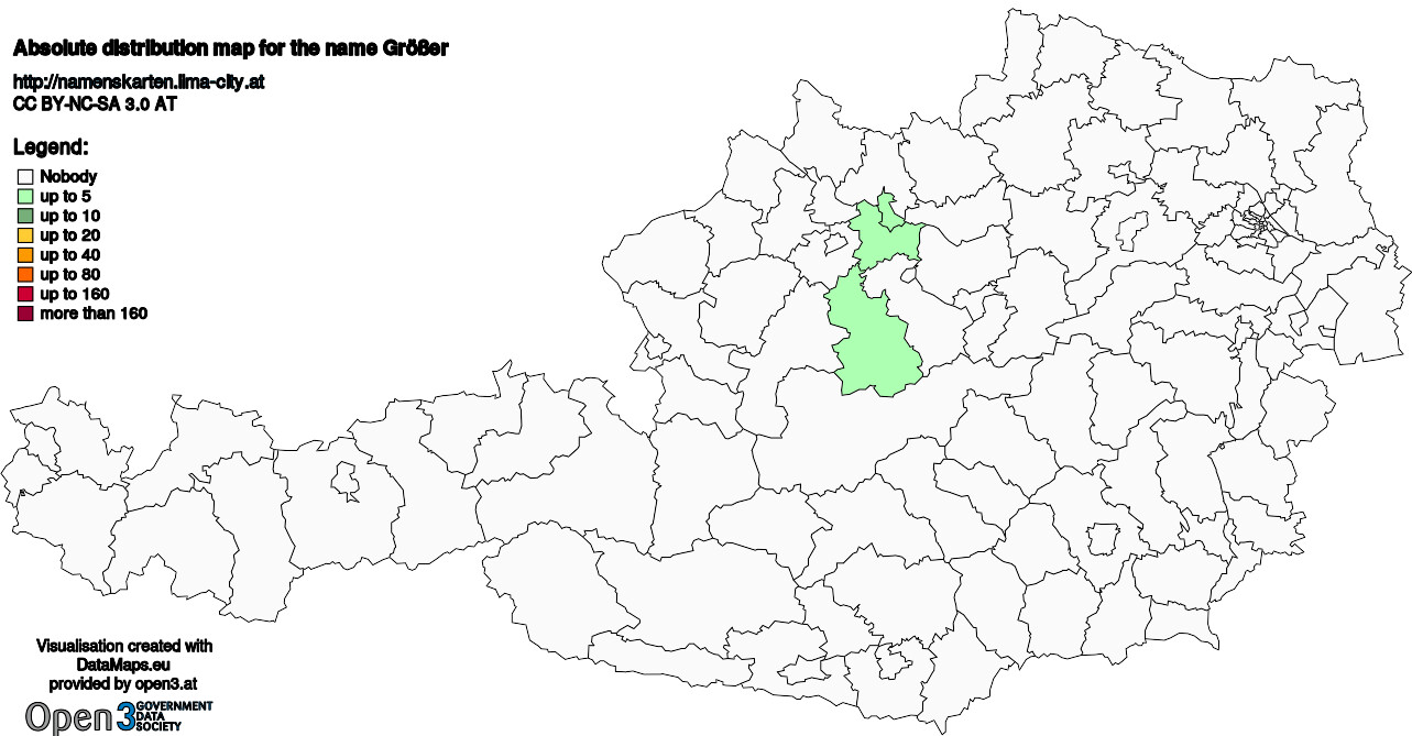 Absolute Distribution maps for surname Größer