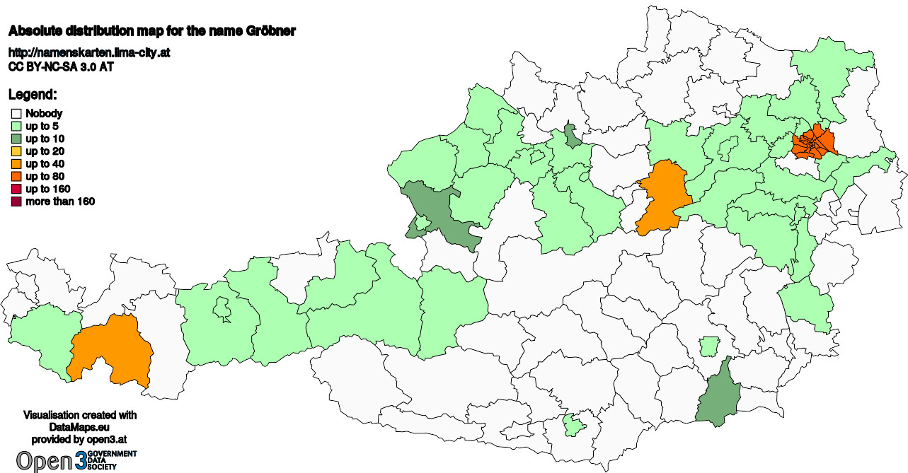 Absolute Distribution maps for surname Gröbner