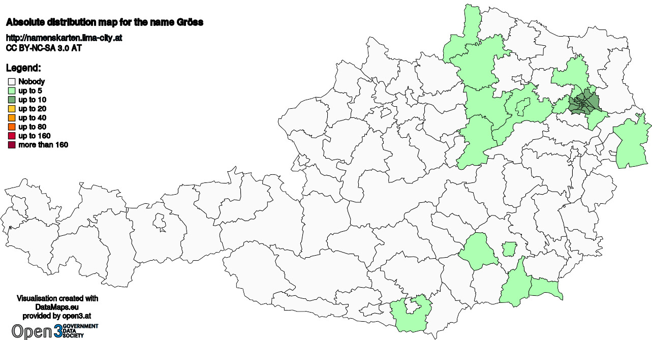 Absolute Distribution maps for surname Gröss