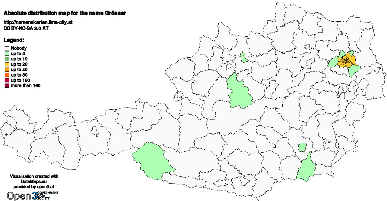 Absolute Distribution maps for surname Grösser