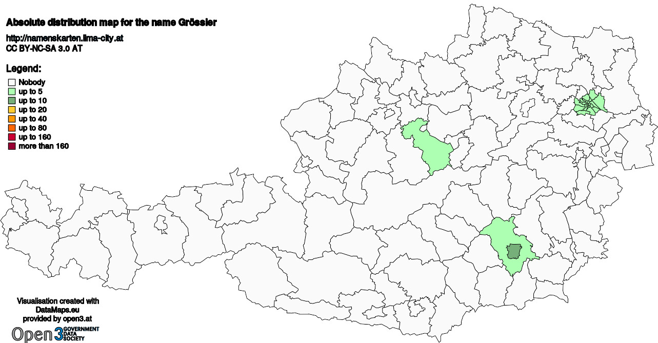 Absolute Distribution maps for surname Grössler