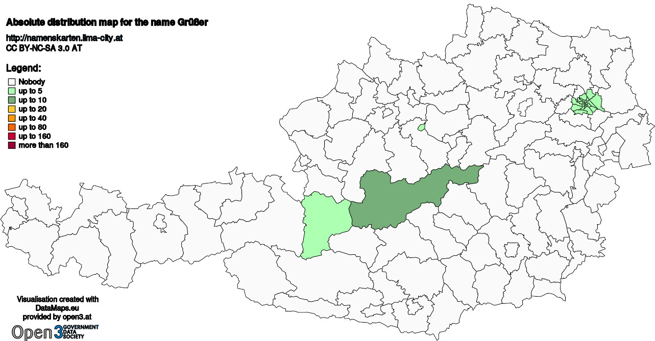 Absolute Distribution maps for surname Grüßer