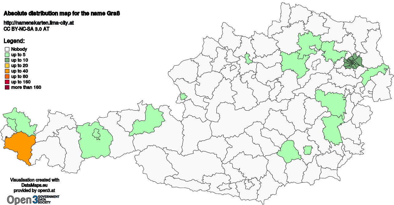 Absolute Distribution maps for surname Graß